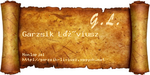 Garzsik Líviusz névjegykártya
